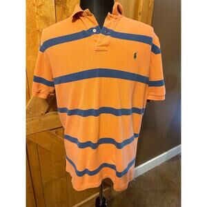 Polo by Ralph Lauren Men's XL Orange Blue Striped Polo GUC